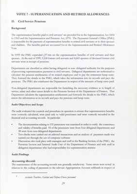 1999 Annual Report, Chapter 09 Superannuation and Retired Allowances thumbnail