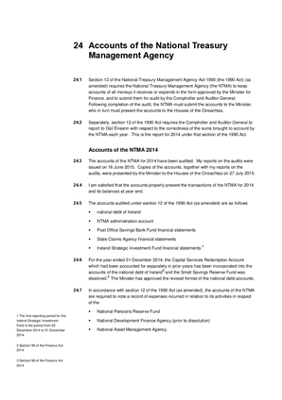 2014 Annual Report, Chapter 24: Accounts of the National Treasury Management Agency thumbnail